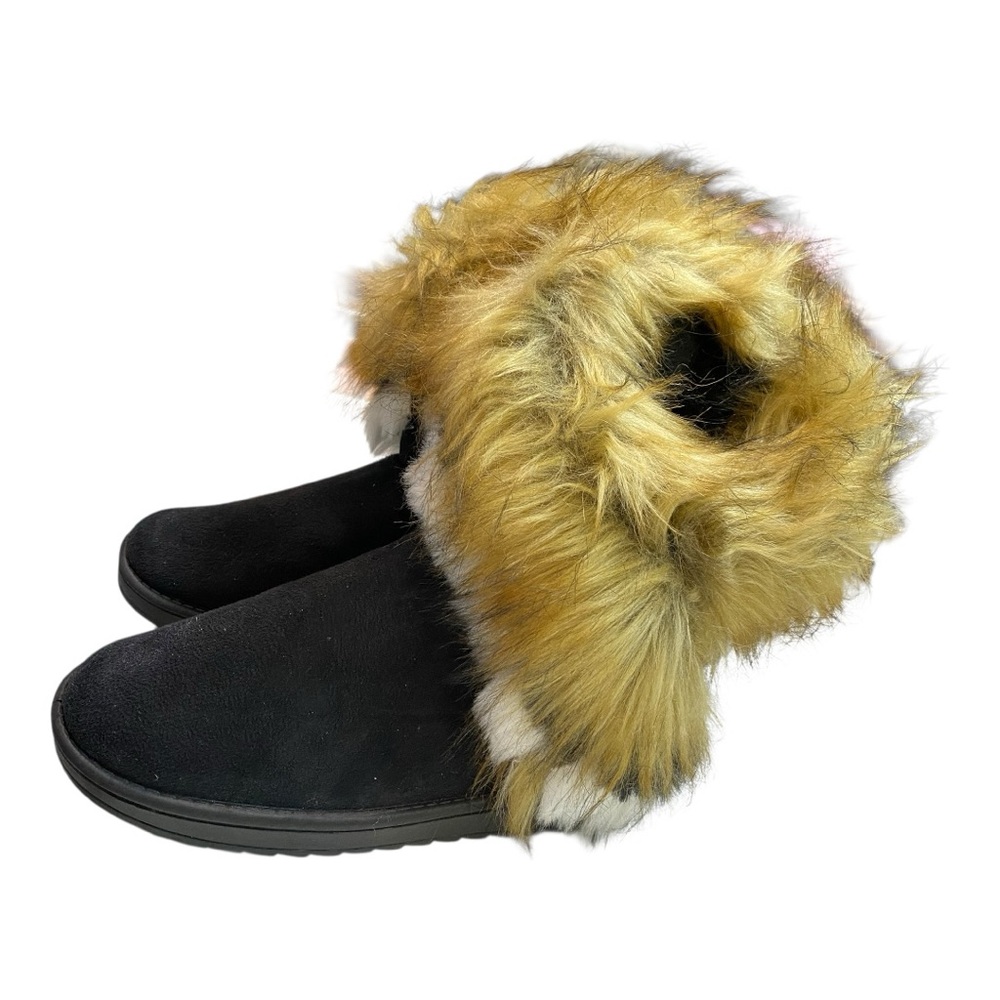Black and Tan Fur-Trimmed Women's Boots NWOT - Picture 2 of 8